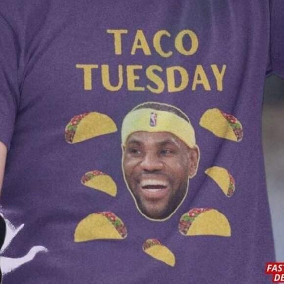 Taco Tuesday Basketball Lover Lebron James Funny Graphic T-Shirt 165 - Picture 2 of 5